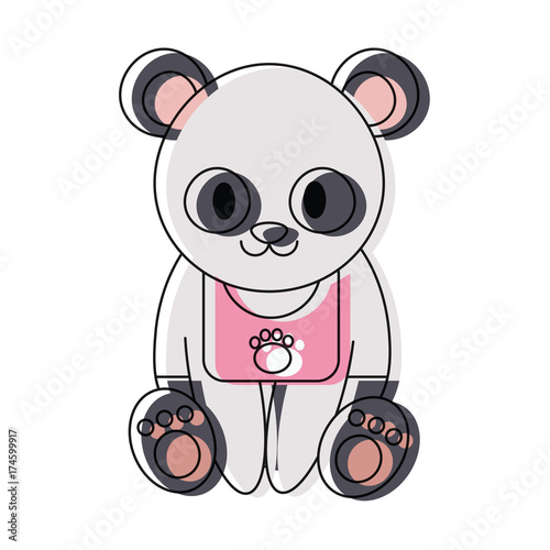 cute panda bear icon over white background colorful design  vector illustration