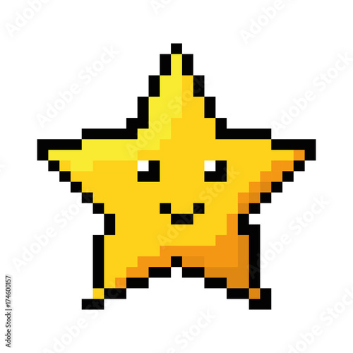pixelated star kawaii icon