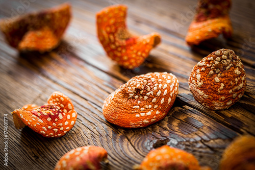 Dried mushrooms amanita muscaria