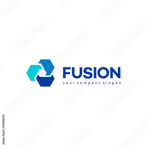 Vector abstract logo design for business. Fusion sign