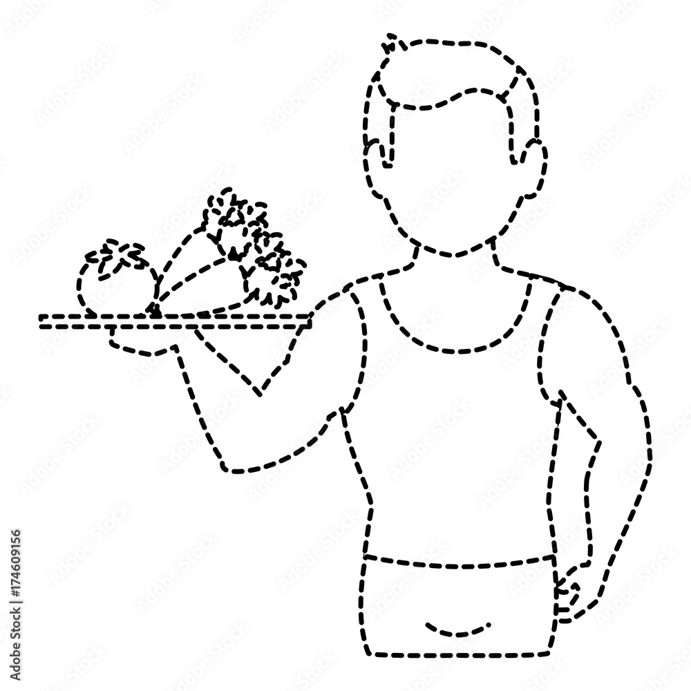 thin man in sports suit with vegetables tray thin man in sports suit with vegetables tray