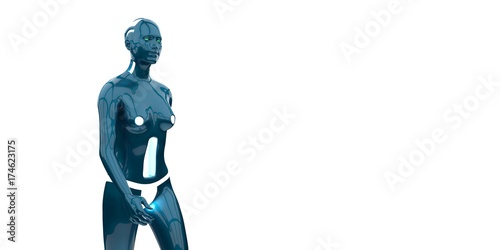 Extremely detailed and realistic high resolution 3d illustration of a humanoid android