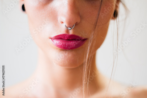 Detail: lips of young woman