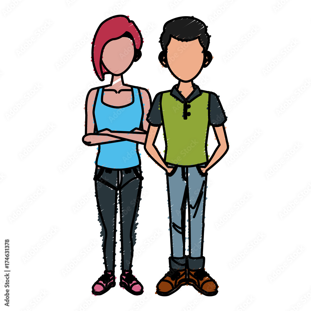 Young couple cartoon icon vector illustration graphic design Young couple cartoon icon vector illustration graphic design