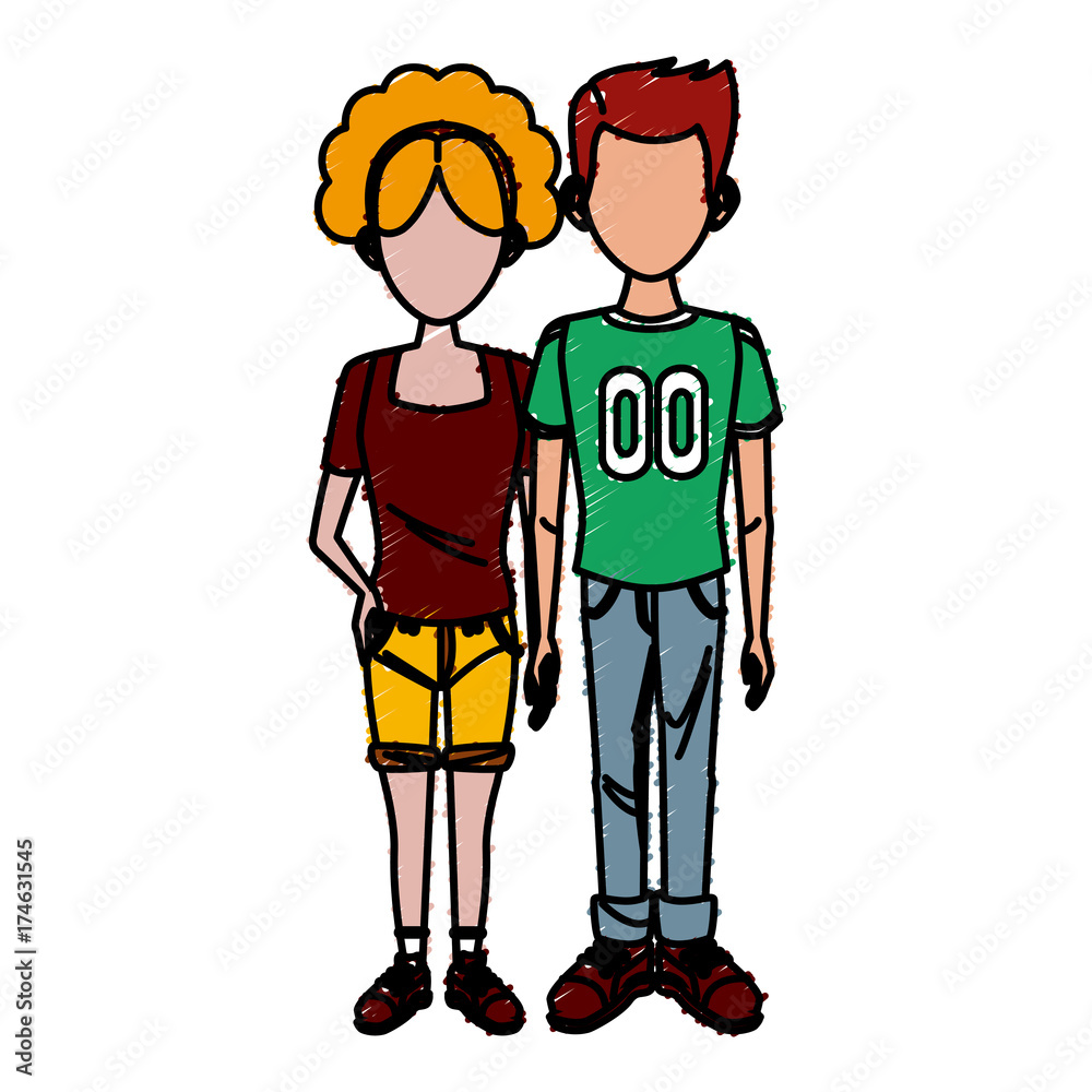 Young couple cartoon icon vector illustration graphic design Young couple cartoon icon vector illustration graphic design