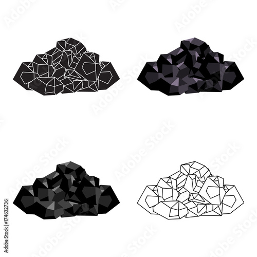 Black minerals from the mine.Coal, which is mined in the mine.Mine Industry single icon in cartoon style vector symbol stock illustration.