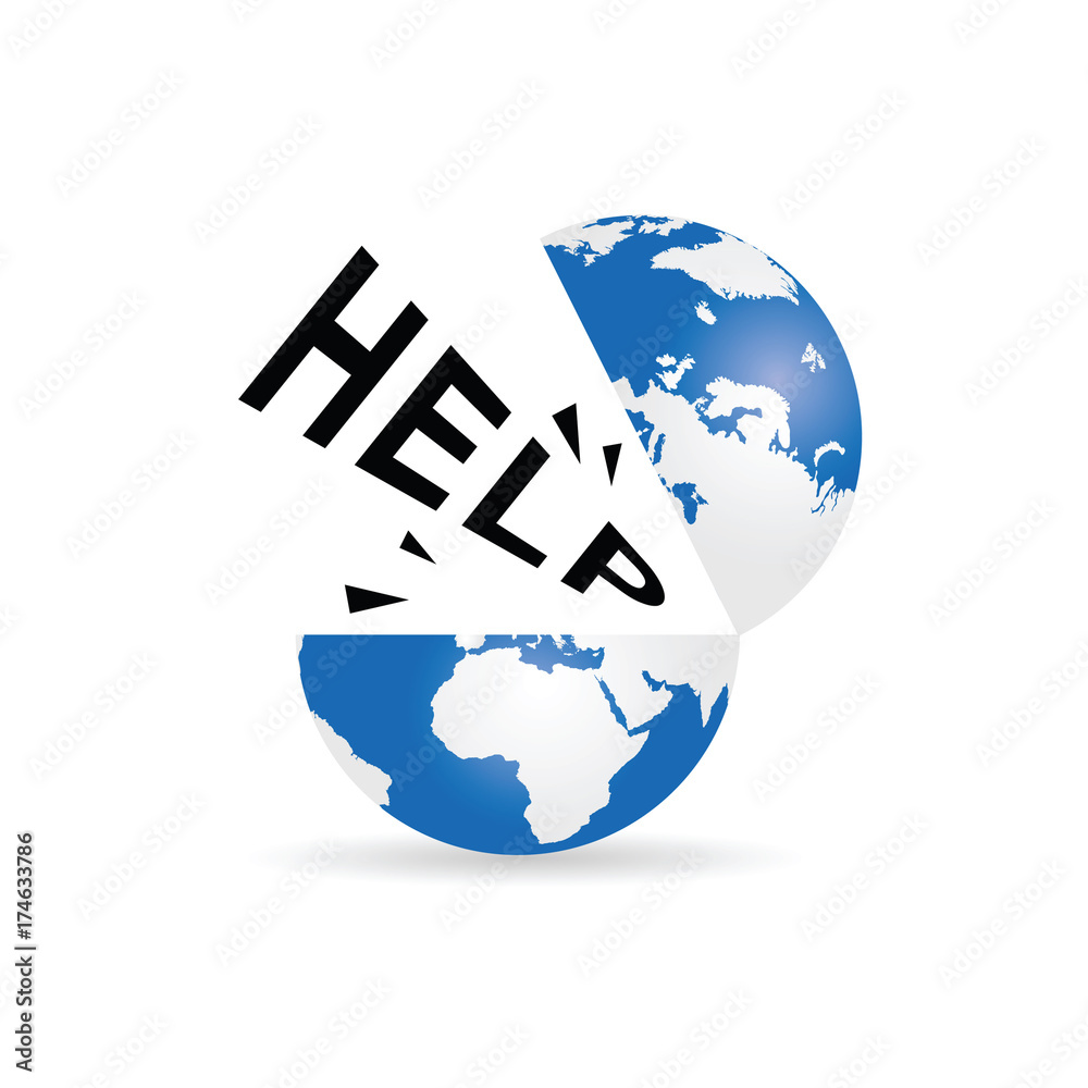 globe with help illustration