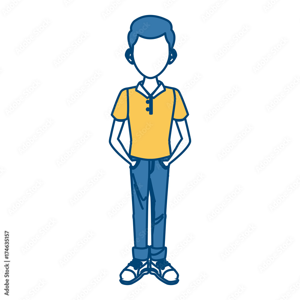 Young man cartoon icon vector illustration graphic design