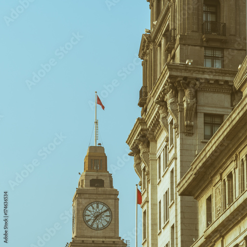 Canvas Print clock tower of waitan/bund,shanghai,china.