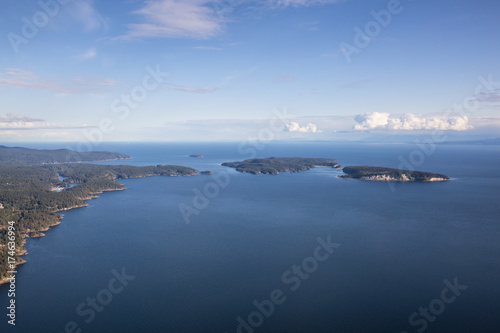 Thormanby Island  Sunshine Coast  British Columbia  Canada. Taken from an aerial perspective during a cloudy evening.