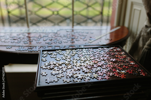 Jigsaw Puzzle on a Table photo