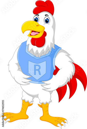 funny chicken cartoon posing with smile
