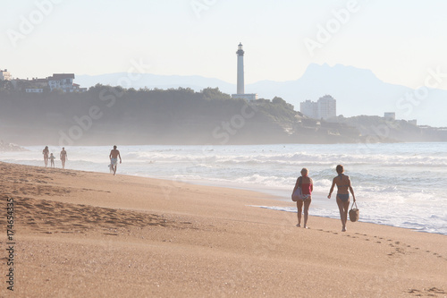 beach of the madrague with anglet and lighthouse of biarritz photo