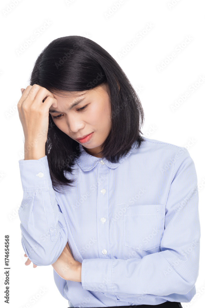 portrait of a beautiful asian businesswoman thinking. Isolated on white background portrait of a beautiful asian businesswoman thinking. Isolated on white background