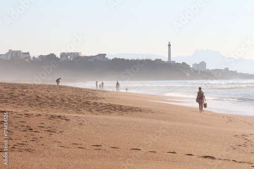 beach of the madrague with anglet and lighthouse of biarritz photo