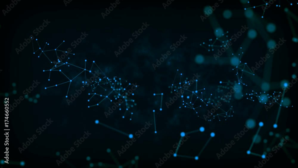 Abstract dark background Dot circle with connection for futuristic network  cyber connect concept with grain fractal noise processed
