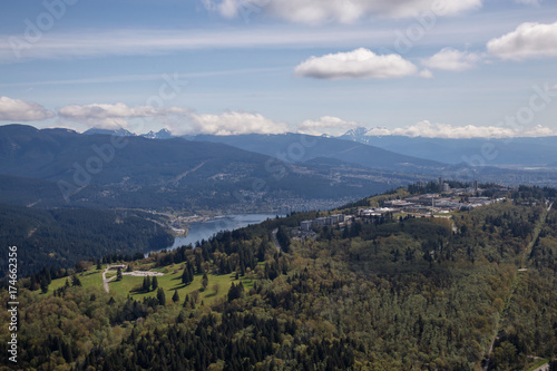 Aerial view of SFU on Burnaby Mountain, Vancouver, BC, Canada. © edb3_16