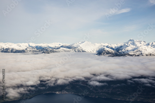 Cloud Cover around the Mountains in Howe Sound. Taken North of Vancouver, BC, Canada, during an early spring morning. © edb3_16