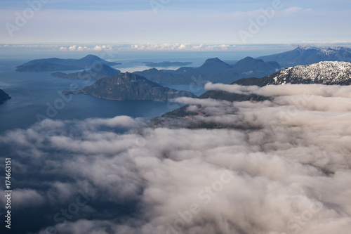 Islands in Howe Sound, taken North of Vancouver, BC, Canada, during an early spring morning.