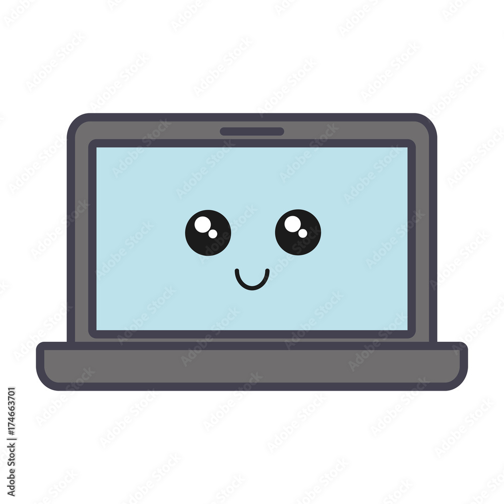 kawaii laptop computer icon over white background vector illustration kawaii laptop computer icon over white background vector illustration