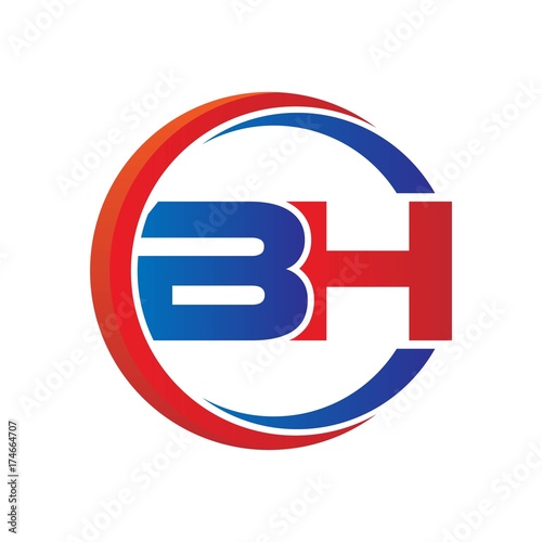 bh logo vector modern initial swoosh circle blue and red