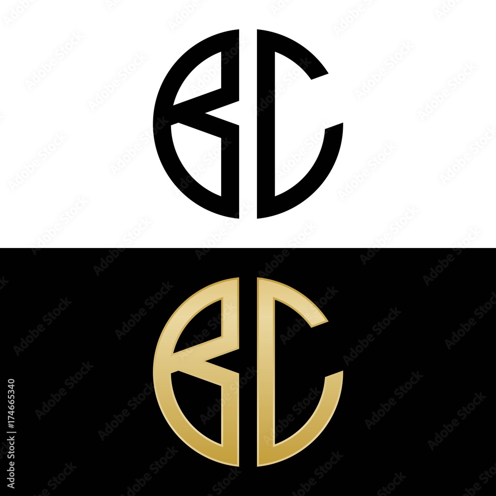 bc initial logo circle shape vector black and gold bc initial logo circle shape vector black and gold