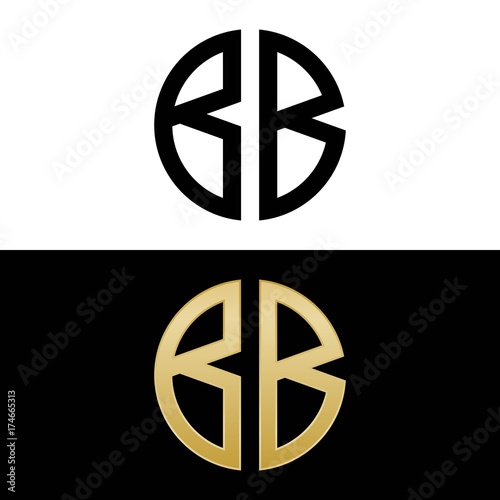 bb initial logo circle shape vector black and gold
