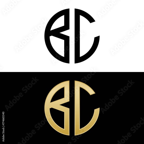bc initial logo circle shape vector black and gold