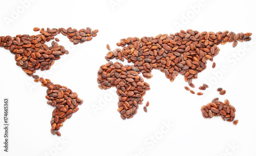 cocoa beans world map