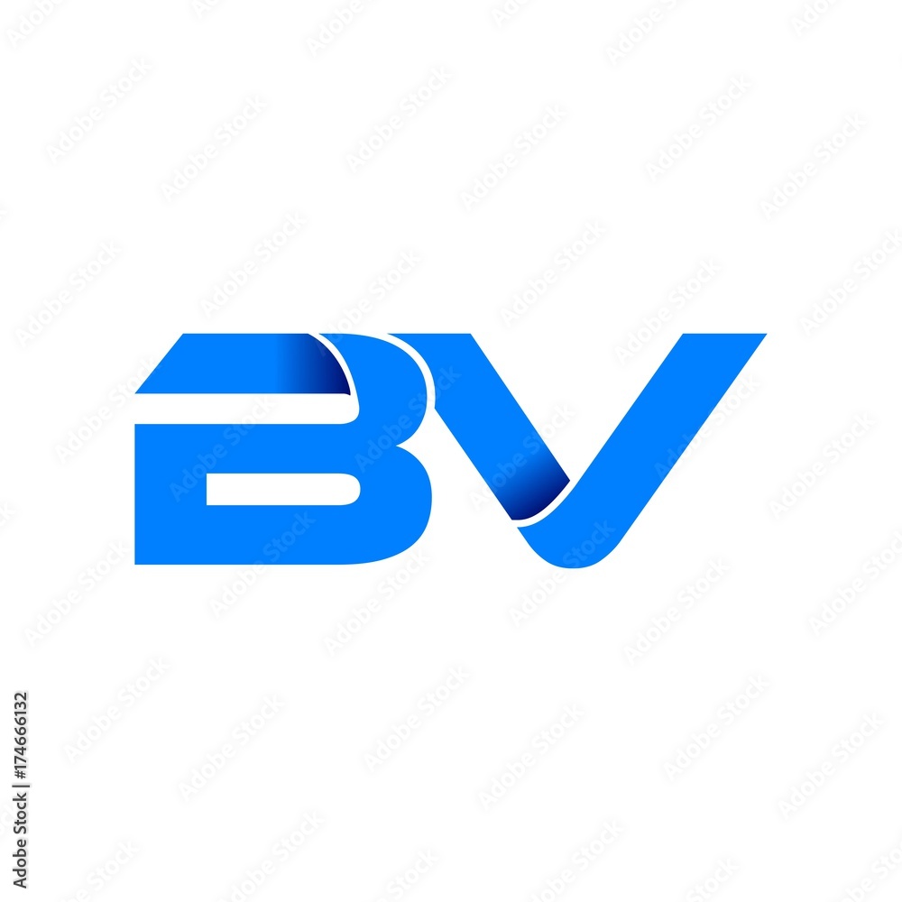 bv logo initial logo vector modern blue fold style Stock Vector | Adobe