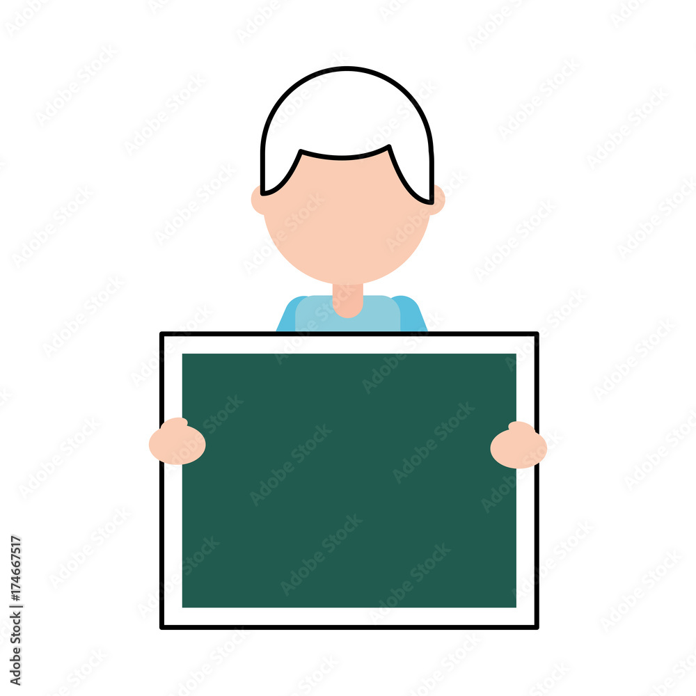 character teacher holding board class element