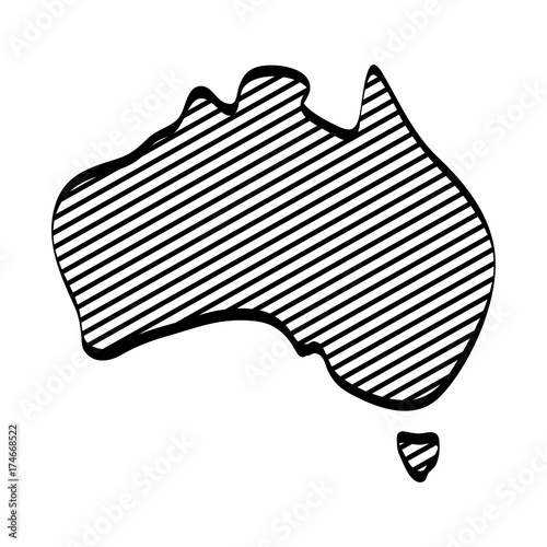 Australia map outline graphic freehand drawing on white background, Vector illustration