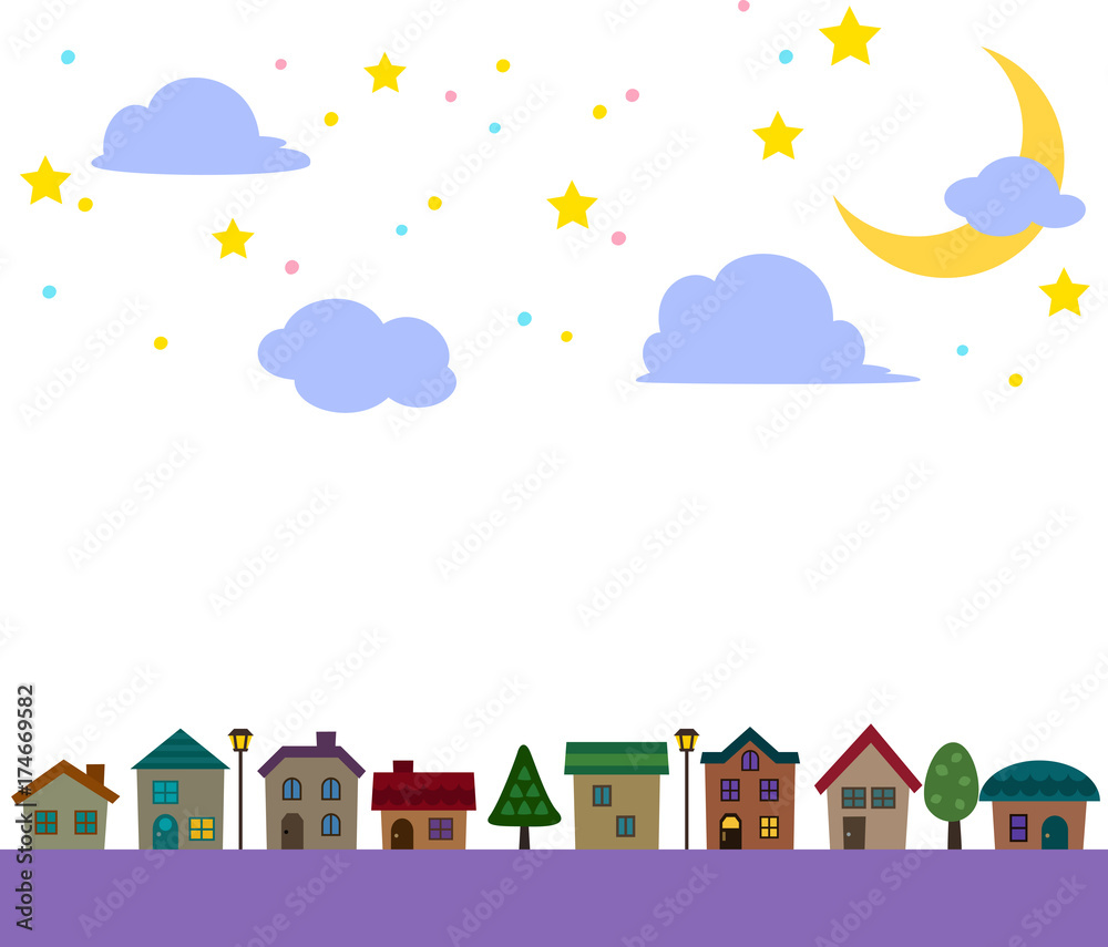 夜空とかわいい住宅街 夜空とかわいい住宅街