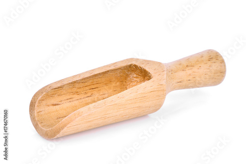 empty wooden scoop isolated on white background