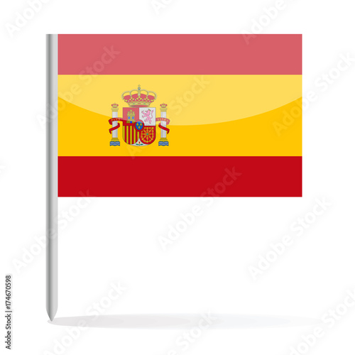 Spain Flag Pin Vector Icon