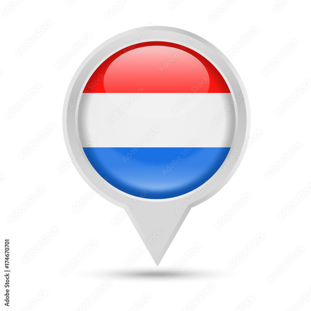 Netherlands Flag Round Pin Vector Icon Netherlands Flag Round Pin Vector Icon