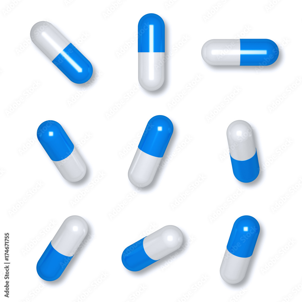 Close up of pills capsule isolated on white background. Close up of pills capsule isolated on white background.