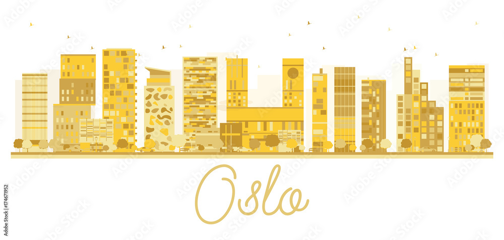 Oslo City skyline golden silhouette.