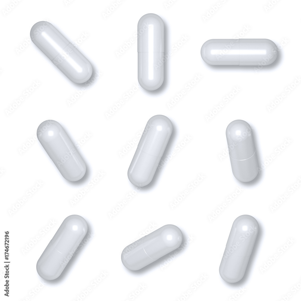 Close up of pills capsule isolated on white background. Close up of pills capsule isolated on white background.