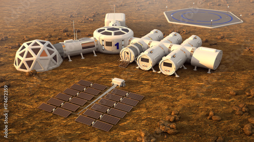 Fotografi The colony on Mars. Autonomous life on Mars