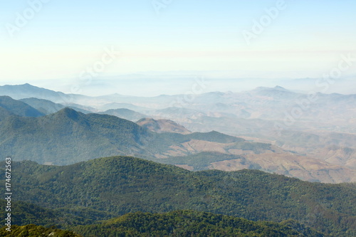 Beautiful mountain scene view of Kew Mae Pan Nature Trail in Doi Inthanon National Park, Chiang Mai , Thailand