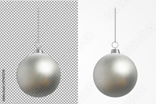 Realistic transparent Christmas ball. New year toy