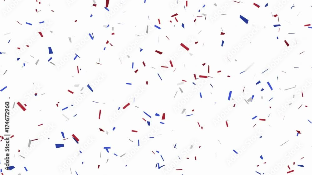 Blue, red and white confetti (us flag color) - loop, alpha channels and 4K