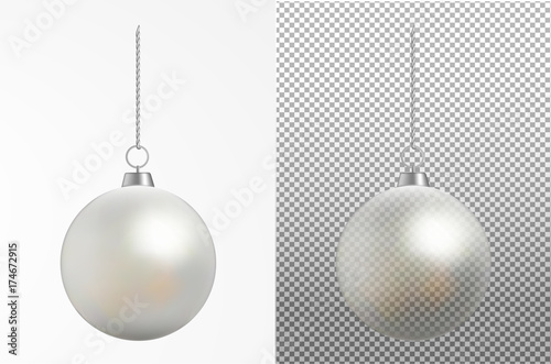 Realistic transparent Christmas ball. New year toy