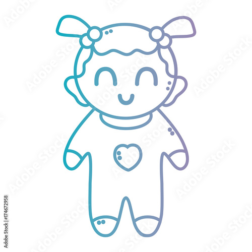 line nice baby girl with pijama and hairstyle
