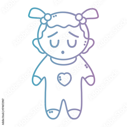 line nice baby girl with pijama and hairstyle