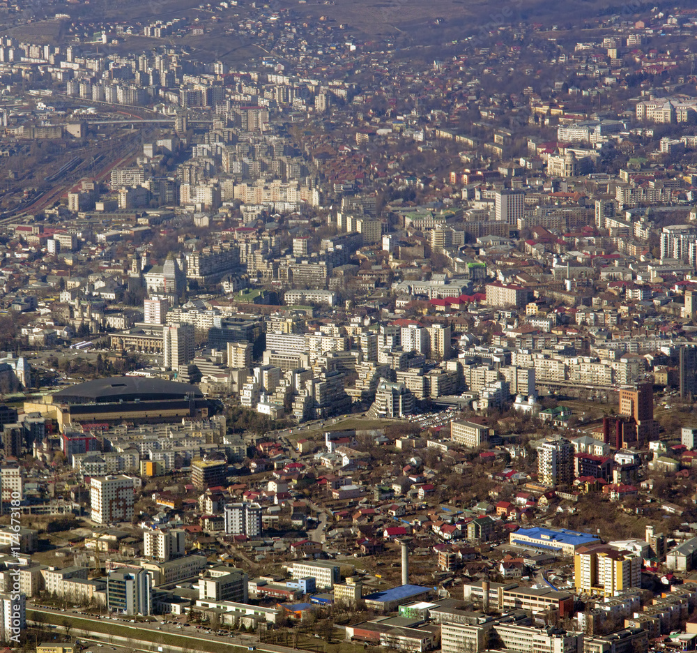 Fototapeta premium Iasi city seen from airplane. Romania