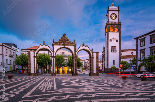 Portas da Cidade - the city symbol of Ponta Delgada in Sao Miguel Island in Azores, Portugal photo