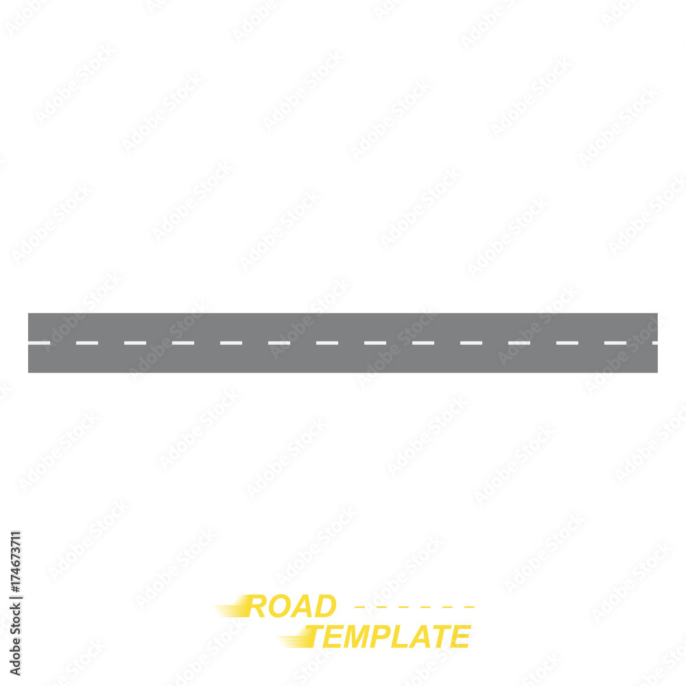 Template straight road on a white background. Flat vector illustration EPS 10 Template straight road on a white background. Flat vector illustration EPS 10