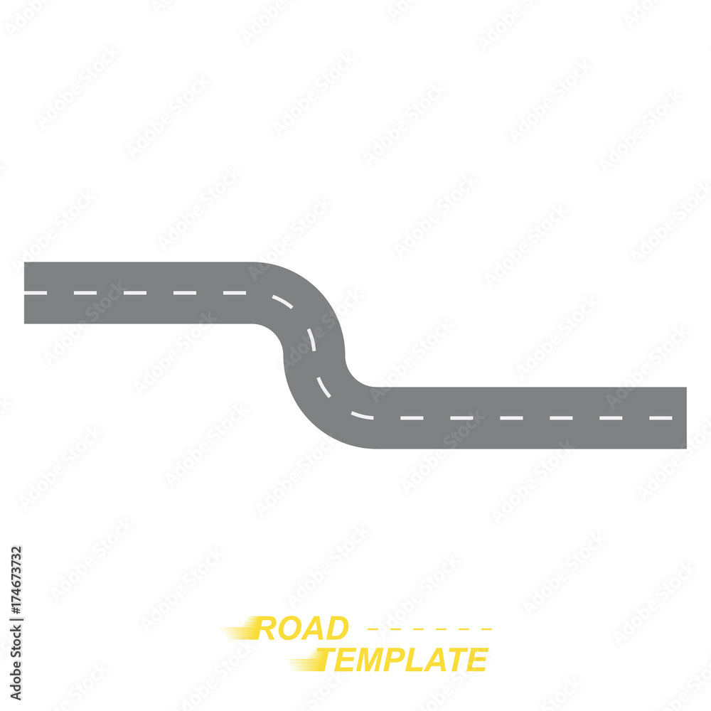 Fototapeta premium A winding road template on a white background. Flat vector illustration EPS 10